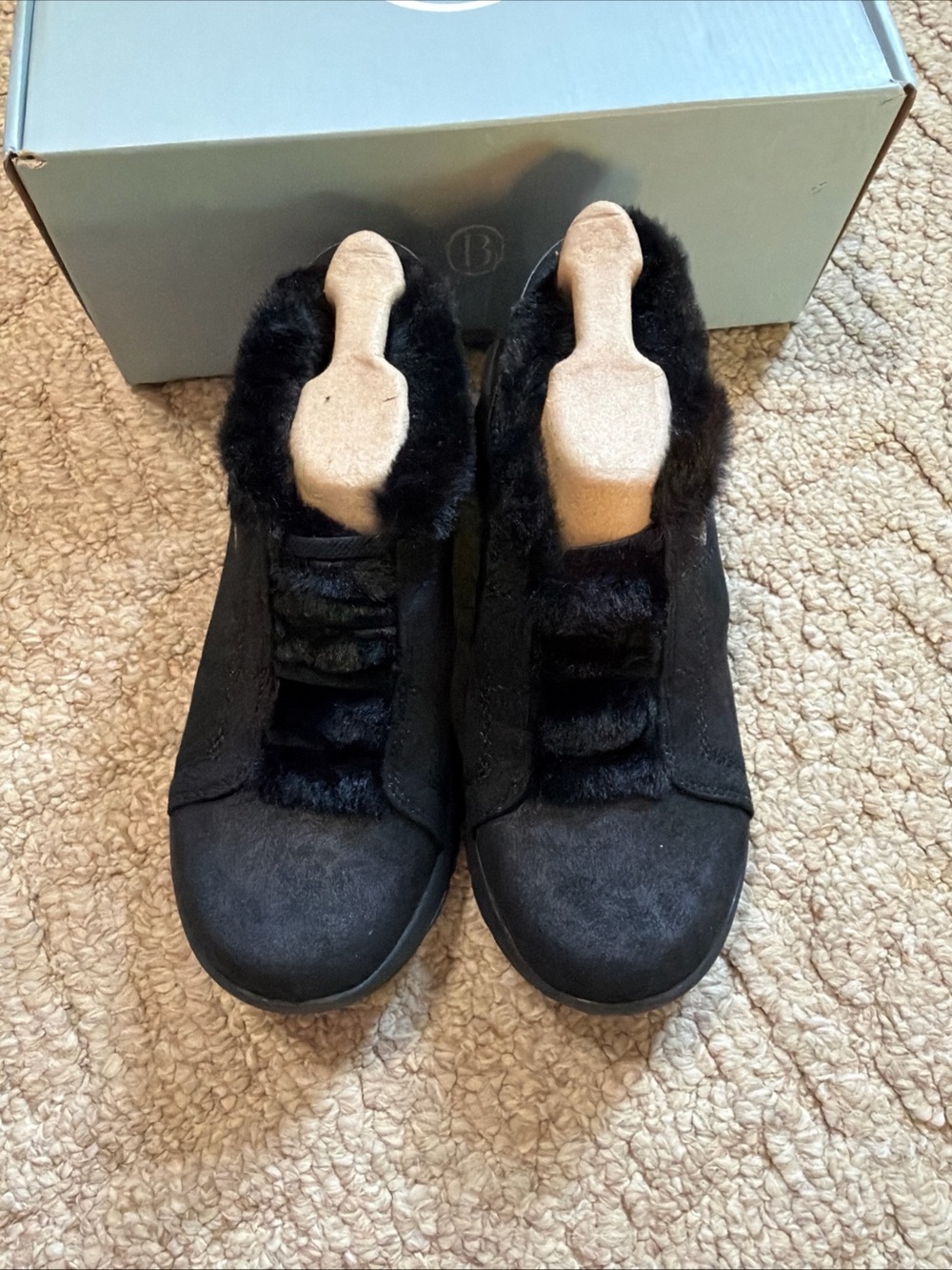 Bzees Black Faux-Fur Slip-On Ankle Booties - Picture 2 of 6
